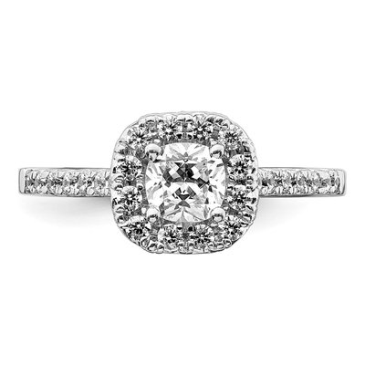 14K White Gold Lab-Grown Diamond Cushion Halo Engagement Ring Semi-Mount – view 6
