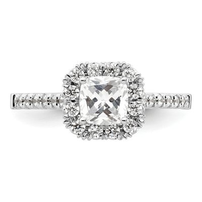 14K White Gold Diamond Halo Engagement Ring Semi-Mount – view 5