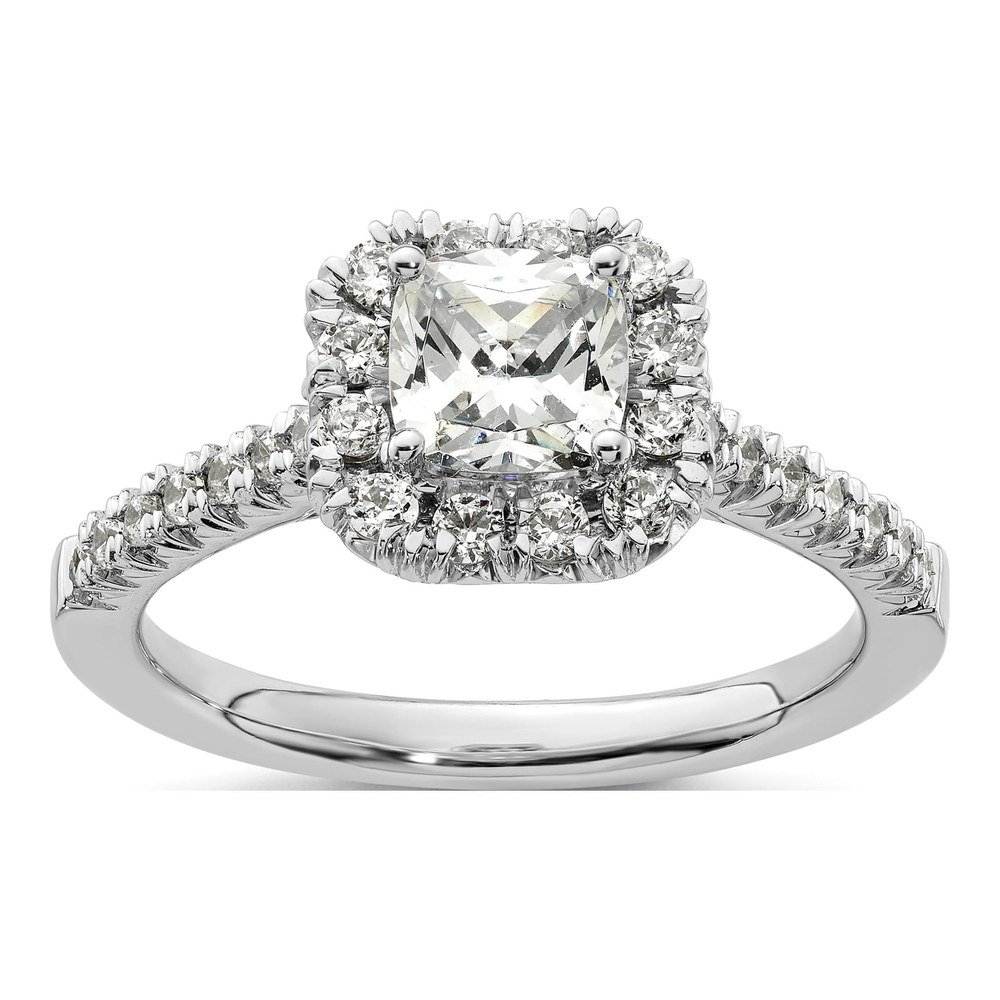 14K White Gold Diamond Halo Semi-Mount Engagement Ring