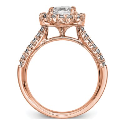 14K Rose Gold Diamond Cushion Halo Engagement Ring Semi-Mount – view 2
