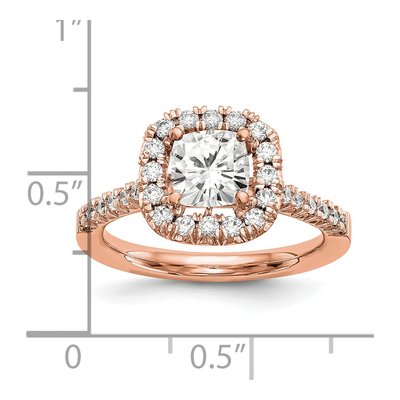 14K Rose Gold Diamond Cushion Halo Engagement Ring Semi-Mount – view 3