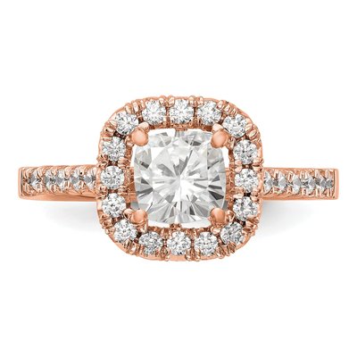 14K Rose Gold Diamond Cushion Halo Engagement Ring Semi-Mount – view 5