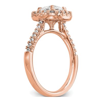 14K Rose Gold Diamond Cushion Halo Engagement Ring Semi-Mount – view 7