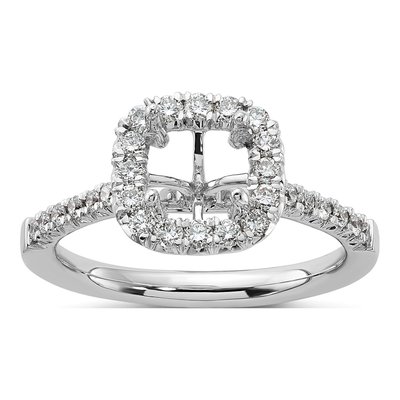 14K White Gold Lab-Grown Diamond Halo Engagement Ring Semi-Mount – view 8