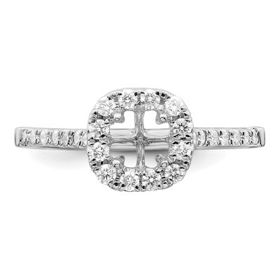 14K White Gold Diamond Halo Engagement Ring Semi-Mount – view 6