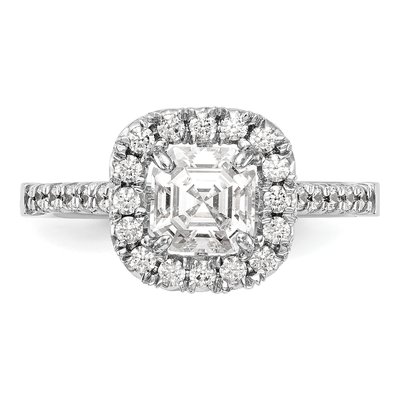 14K White Gold Diamond Halo Engagement Ring Semi-Mount – view 5