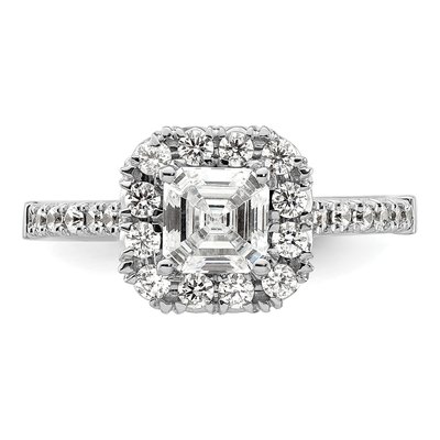 14K White Gold Diamond Halo Engagement Ring Semi-Mount – view 6