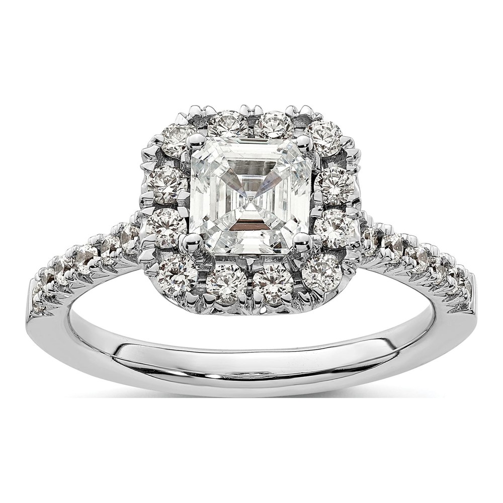 14K White Gold Halo Diamond Semi-Mount Engagement Ring