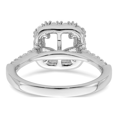 14K White Gold Diamond Asscher Halo Engagement Ring Semi-Mount – view 7