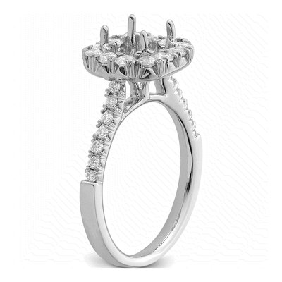 14K White Gold Diamond Asscher Halo Engagement Ring Semi-Mount – view 8