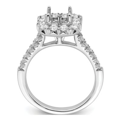 14K White Gold Lab-Grown Diamond Asscher Halo Engagement Ring Semi-Mount – view 3