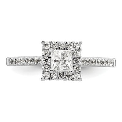 14K White Gold Diamond Halo Engagement Ring Semi-Mount – view 5