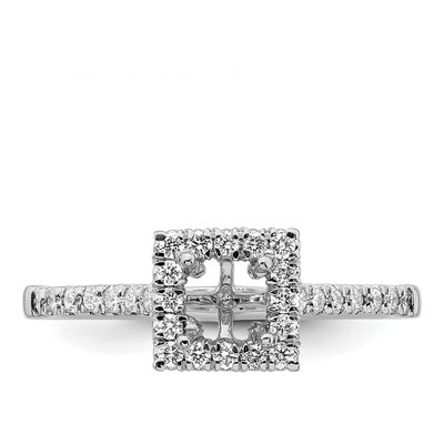 14K White Gold Diamond Princess Halo Engagement Ring Semi-Mount – view 5