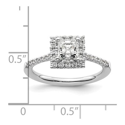14K White Gold Diamond Halo Engagement Ring Semi-Mount – view 8