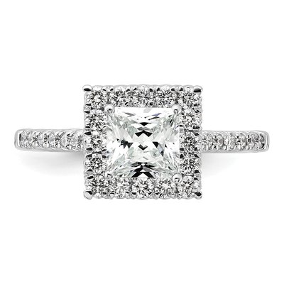 14K White Gold Lab-Grown Diamond Princess Halo Engagement Ring Semi-Mount – view 5