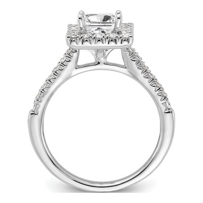 14K White Gold Diamond Halo Engagement Ring Semi-Mount – view 3
