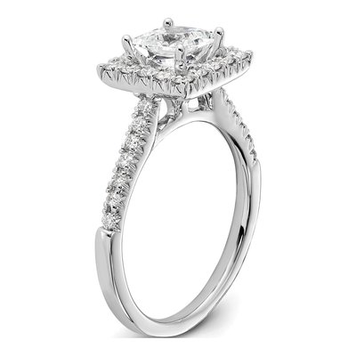 14K White Gold Diamond Halo Engagement Ring Semi-Mount – view 7