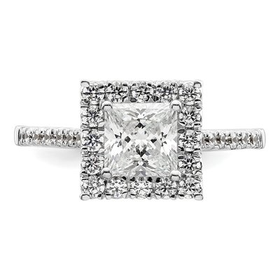 14K White Gold Diamond Halo Engagement Ring Semi-Mount – view 5