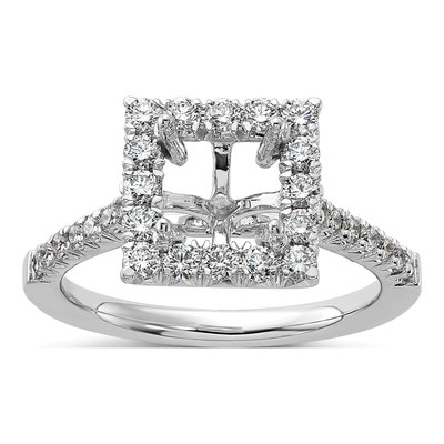 14K White Gold Lab-Grown Diamond Halo Engagement Ring Semi-Mount – view 8