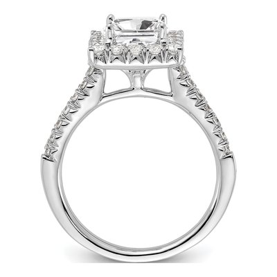 14K White Gold Diamond Halo Engagement Ring Semi-Mount – view 3