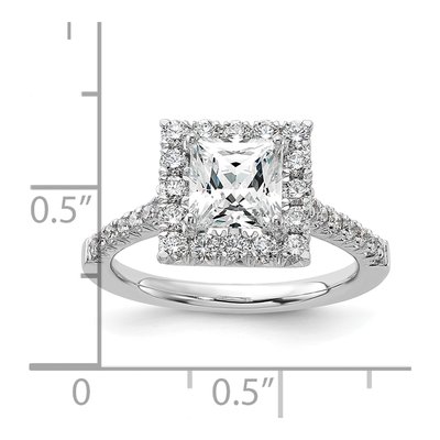 14K White Gold Diamond Halo Engagement Ring Semi-Mount – view 8