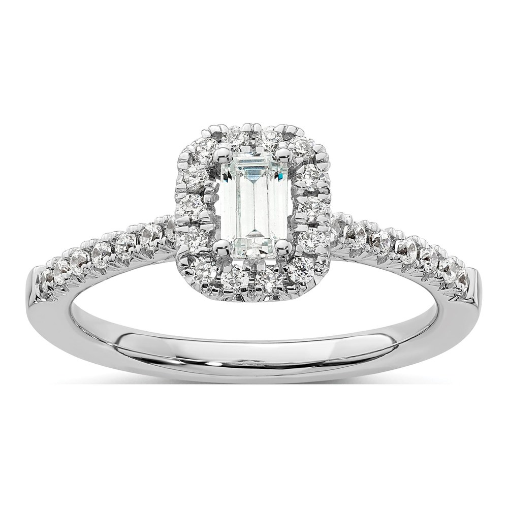 14K White Gold Diamond Halo Semi-Mount Engagement Ring