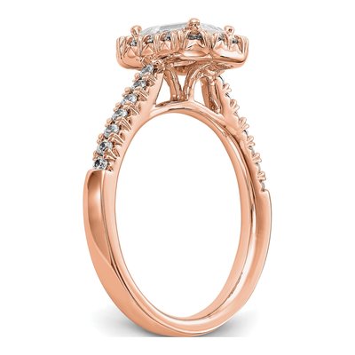 10K Rose Gold Diamond Halo Engagement Ring Semi-Mount – view 7