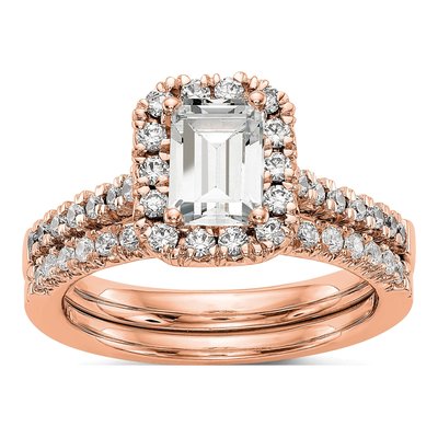 10K Rose Gold Diamond Halo Engagement Ring Semi-Mount – view 8
