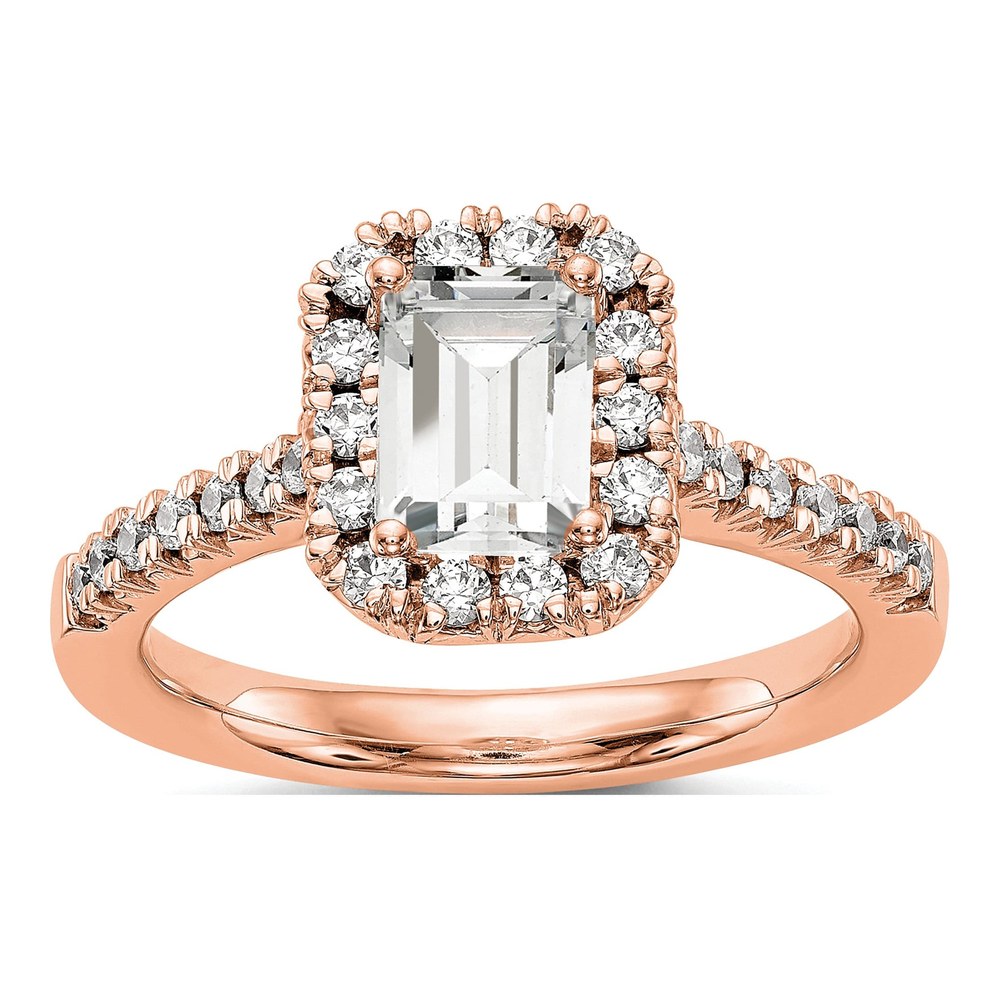 10K Rose Gold Diamond Halo Engagement Ring Semi-Mount