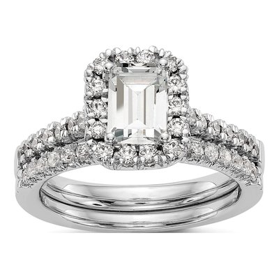 14K White Gold Diamond Halo Engagement Ring Semi-Mount – view 8