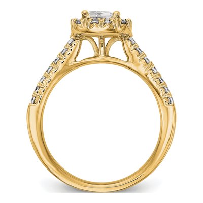 14K Yellow Gold Diamond Emerald-Cut Halo Engagement Ring Semi-Mount – view 2