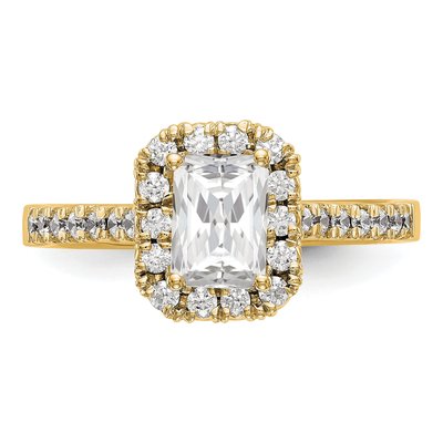 14K Yellow Gold Diamond Emerald-Cut Halo Engagement Ring Semi-Mount – view 5
