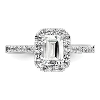 14K White Gold Diamond Halo Engagement Ring Semi-Mount – view 5