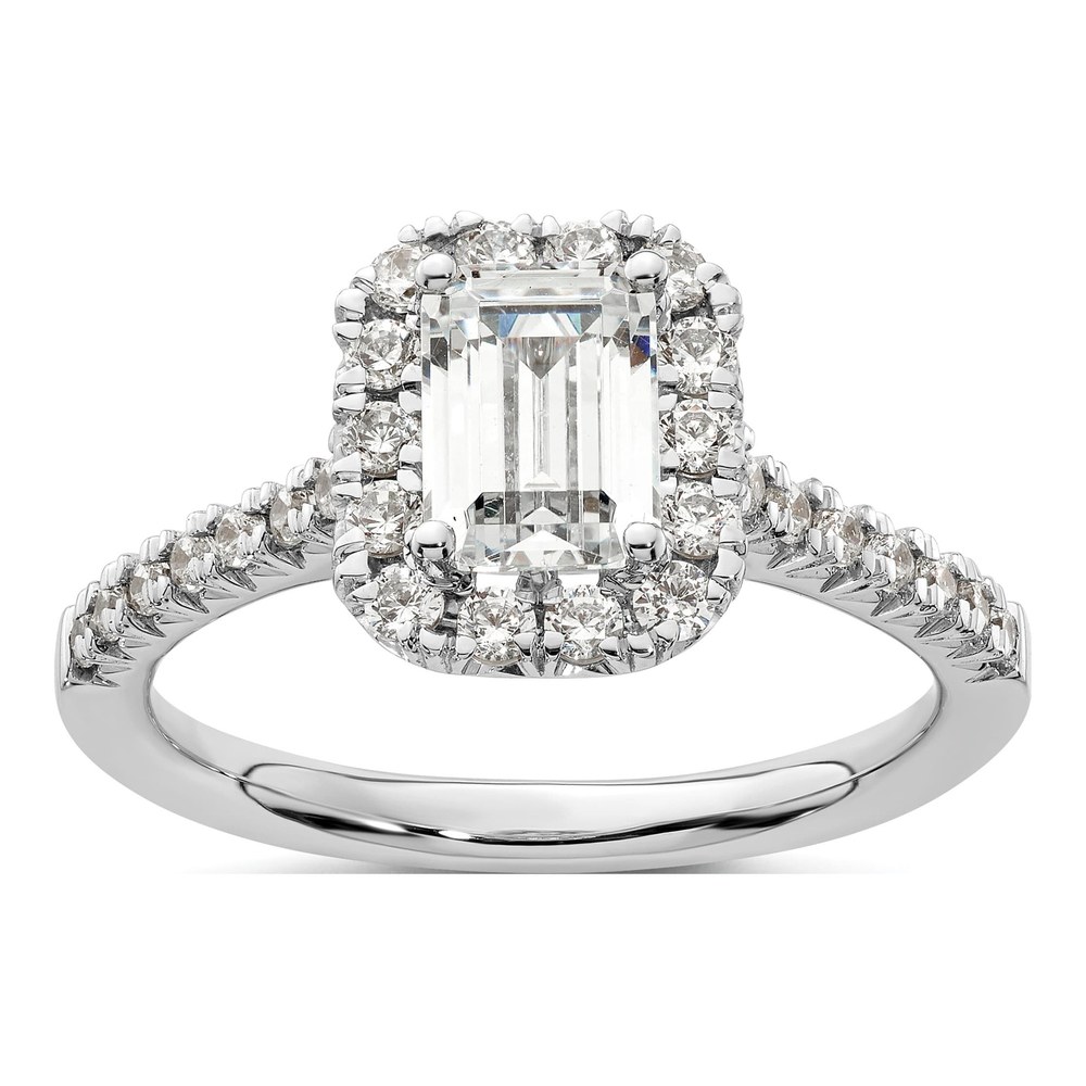 14K White Gold Halo Diamond Semi-Mount Ring Size 7