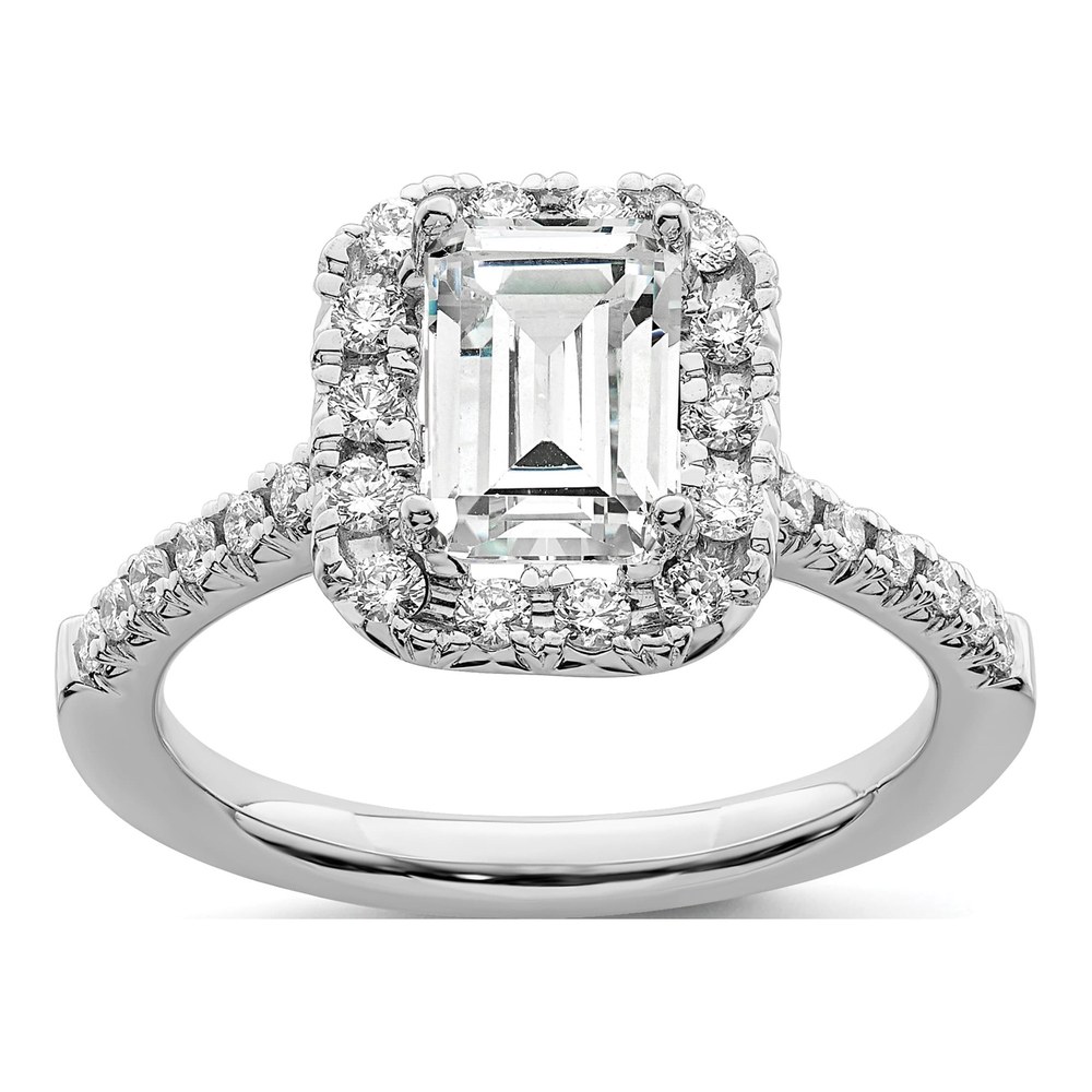 14K White Gold Lab-Grown Diamond Halo Engagement Ring Semi-Mount