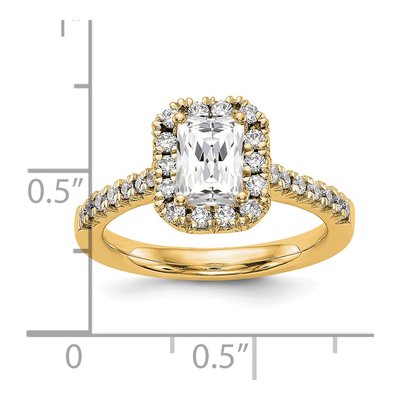 14K Yellow Gold Diamond Emerald-Cut Halo Engagement Ring Semi-Mount – view 3