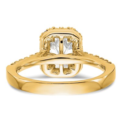 14K Yellow Gold Diamond Emerald-Cut Halo Engagement Ring Semi-Mount – view 6