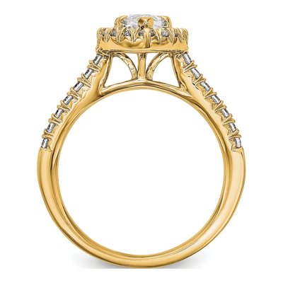 14K Yellow Gold Diamond Marquise Halo Engagement Ring Semi-Mount – view 2