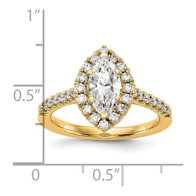 14K Yellow Gold Diamond Marquise Halo Engagement Ring Semi-Mount – view 3