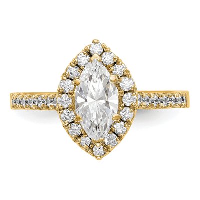 14K Yellow Gold Diamond Marquise Halo Engagement Ring Semi-Mount – view 5