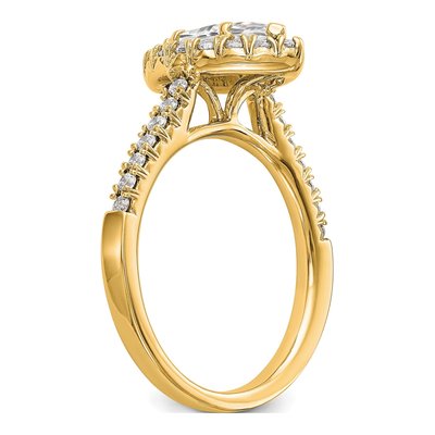 14K Yellow Gold Diamond Marquise Halo Engagement Ring Semi-Mount – view 7
