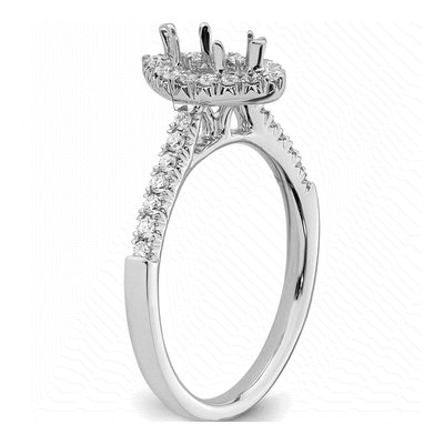 14K White Gold Diamond Marquise Halo Engagement Ring Semi-Mount – view 7