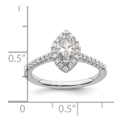 14K White Gold Diamond Marquise Halo Engagement Ring Semi-Mount – view 8
