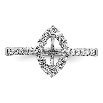 14K White Gold Lab-Grown Diamond Marquise Halo Engagement Ring Semi-Mount – view 5