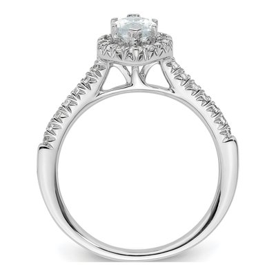 14K White Gold Diamond Halo Engagement Ring Semi-Mount – view 3