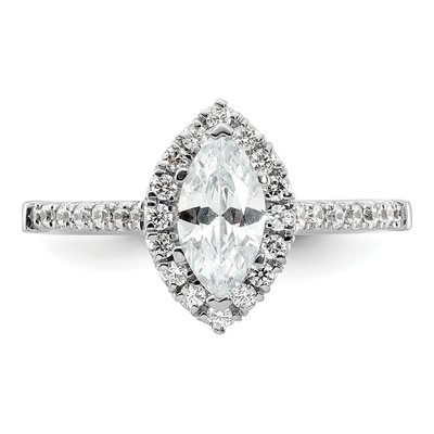 14K White Gold Diamond Halo Engagement Ring Semi-Mount – view 6