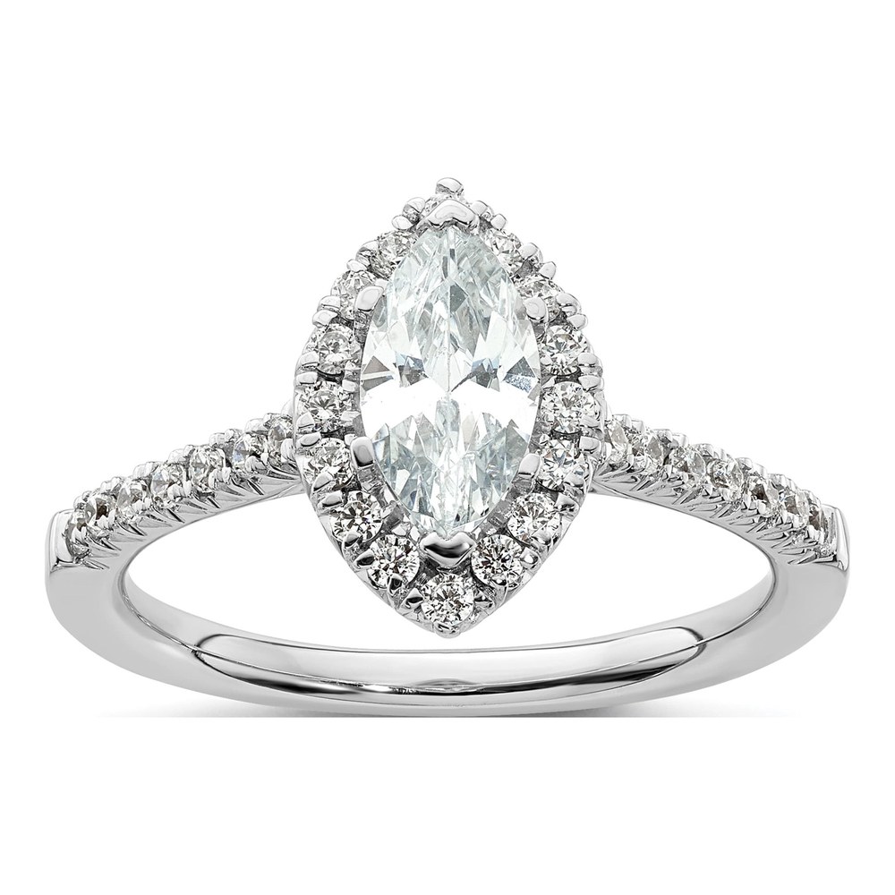 14K White Gold Diamond Halo Semi-Mount Engagement Ring