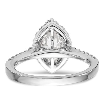 14K White Gold Diamond Marquise Halo Engagement Ring Semi-Mount – view 6