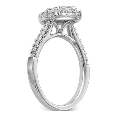 14K White Gold Diamond Marquise Halo Engagement Ring Semi-Mount – view 7