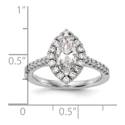 14K White Gold Diamond Marquise Halo Engagement Ring Semi-Mount – view 8